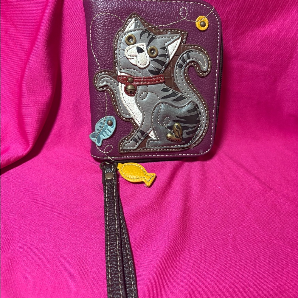 Chala Zip Around Wallet Cat-Themed Purple Wallet